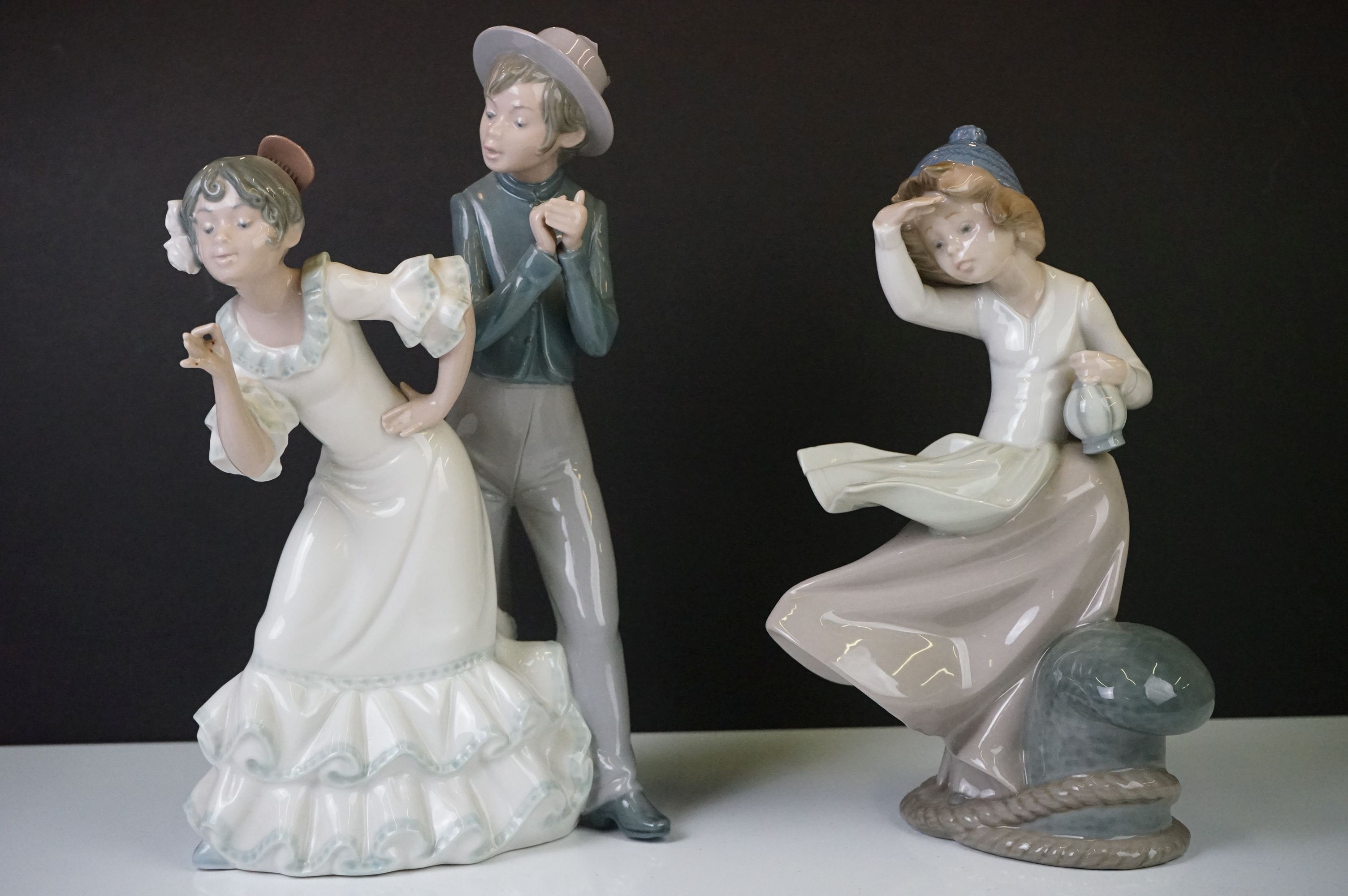 Six Nao by Lladro porcelain figures to include a girl with a goat (29.5cm high), a tailor and a - Image 5 of 7