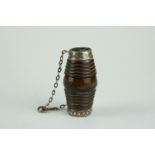 Early 19th century French miniature barrel unscrewing to reveal miniate glass and white metal