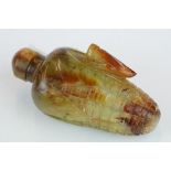 Art Deco carved hardstone scent bottle modelled as a corn on the cob with locust, length approx 10cm