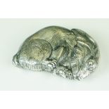 A silver plated style vesta case, rabbit