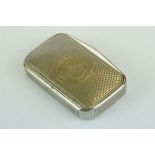 Continental silver snuff box, gilt lined interior, vacant circular cartouche with engraved buckle