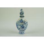 19th century Royal Copenhagen blue and white scent bottle modelled as a temple jar, height approx