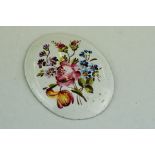 Late 18th century enamel plaque, hand painted floral posey, length approx 4cm Provenance: from the