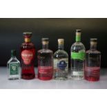 Gin - Five 70cl Bottles to include City of London Distillery Brazilian Lime Gin 40.3% Vol, 2 x