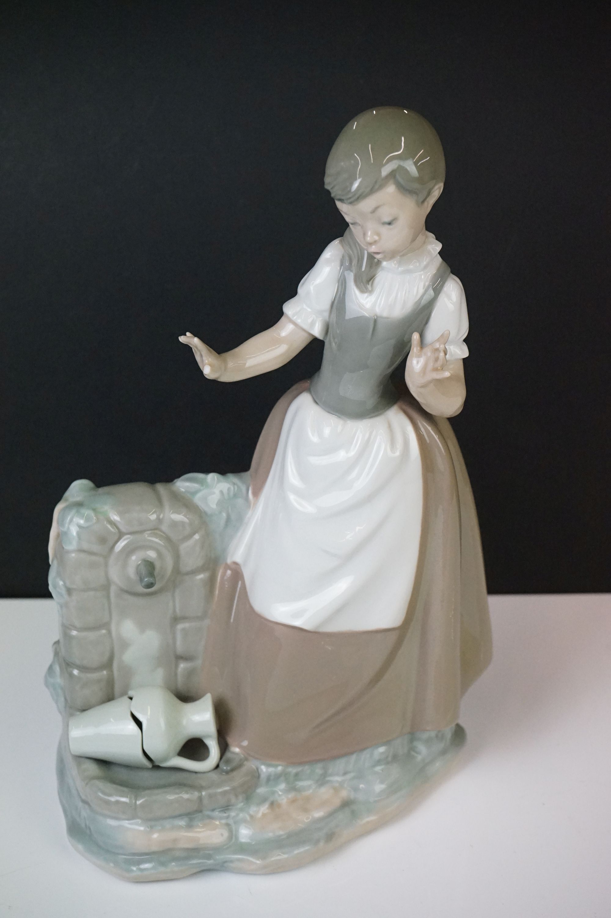 Six Nao by Lladro porcelain figures to include a girl with a goat (29.5cm high), a tailor and a - Image 6 of 7