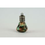 19th century miniature scent bottle, mottled bulb form, white metal screw cap, height approx 2cm