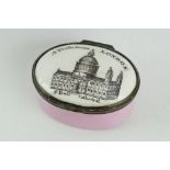 George III enamel patch box, the hinged lid depicting St. Paul's Cathedral with the words "A