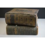 Five Antique leather-bound family bibles, to include two illustrated family bibles by John Kitto,