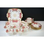 Coalport Pink Batwing Tea Set, circa 1891-1919, to include six teacups & saucers, 6 tea plates, a