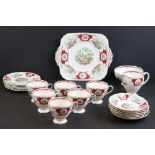Foley China ' Broadway ' Pattern tea set to include 6 teacups and saucers, 6 side plates, sugar