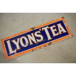 An original Lyon's Tea rectangular enamel advertising sign, 91cm by 30cm