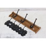 Two Sets of Coat Hooks, longest 70cm