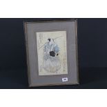 Signed Antique Japanese Woodblock Portrait of a Male Figure in Costume