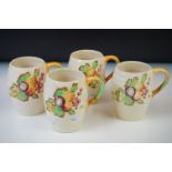 Set of Four Royal Staffordshire Pottery A J Wilkinson Ltd ' Fruit Trellis ' pattern mugs, pattern