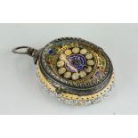 19th century Viennese enamelled silver fusee movement fob watch, the silver face with enamelled