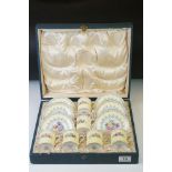 Shelley Boxed Yellow ' Crochet' pattern coffee set, to include six coffee cans and saucers, with