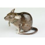 Charles Gouyn style 18th century porcelain scent bottle modelled as a rat, the head and body