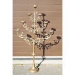 Large 19th Century floor-standing cast brass 7 branch candelabra with scrolling foliate