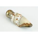 19th century scent bottle modelled as a hand-painted sea-shell, screw cap, length approx 6.5cm