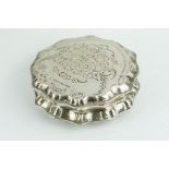 19th century Dutch silver snuff box, scalloped border with engraved floral and repeating pattern