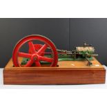 Stationary Beam Engine in the Stuart Turner style, unmarked, main body green with red, wooden