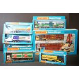 Seven boxed Matchbox SuperKings diecast models, to include K-44 Bridge Layer Set, K-31 Peterbilt