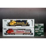 Two boxed Kato HO gauge Santa Fe locomotives to include 37-3005 #3356 and 37-1208