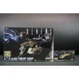 Two boxed Aoshima Standard Edition 1/72 Aliens diecast models to include to include SGM-12 Drop Ship