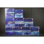 Nine boxed 1/72 HM Hobby Master Air Power Series diecast model planes to include HA1411, HA1412,