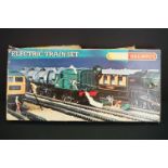 Boxed Hornby R826 Electric Train set with locomotive, 5 x items of rolling stock, track and power