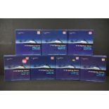 Seven boxed 1/72 HM Hobby Master Air Power Series F-16 Fighting Falcon diecast model planes to