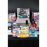 Retro Gaming - Original Nintendo NES console with 2 x controllers plus 18 x boxed games all with