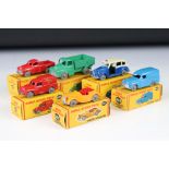 Six boxed Dinky Dublo diecast models to include 062 Singer Roadster in orange with red interior, 063