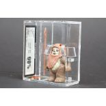 Star Wars - UKG graded cased Wicket figure with accessory (1984), Taiwan, Figure 90% Paint 90%