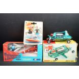 Three boxed / carded TV related diecast models to include Dinky 102 Joe's Car (some play wear &