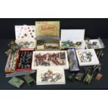 Collection of around 150 play worn mostly military metal figures and diecast vehicles, to include