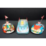 Three tinplate model vehicles, to include Daiya battery operated Porsche & 2 x GDR made dodgem