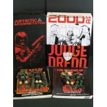 Two boxed 2000AD Judge Dredd figures (1 x ThreeA & 1 x Artfigures), incomplete, boxes gd overall