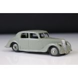Dinky 40a Riley Saloon diecast model in grey with scarce grey coloured hubs, showing some paint wear