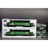 Two boxed Kato HO gauge Burlington Northern locomotives to include 37-2701 #6333 and 37-01K White