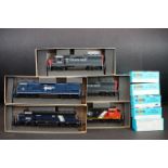Five boxed Athearn HO gauge locomotives to include s4761 Cotton Belt 9664, 3466 3466 U30C PWR MOPAC,