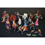 29 Plastic figures of knights, beasts, etc, featuring Schleich, Britains & unmarked examples