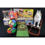 Mixed toys & games to include a Triang childs rocking horse, boxed Chad Valley Bowl-A-Strike bowling