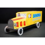 FCS Italy tinplate model Banania advertising vehicle, in yellow, with functional wheels, back door