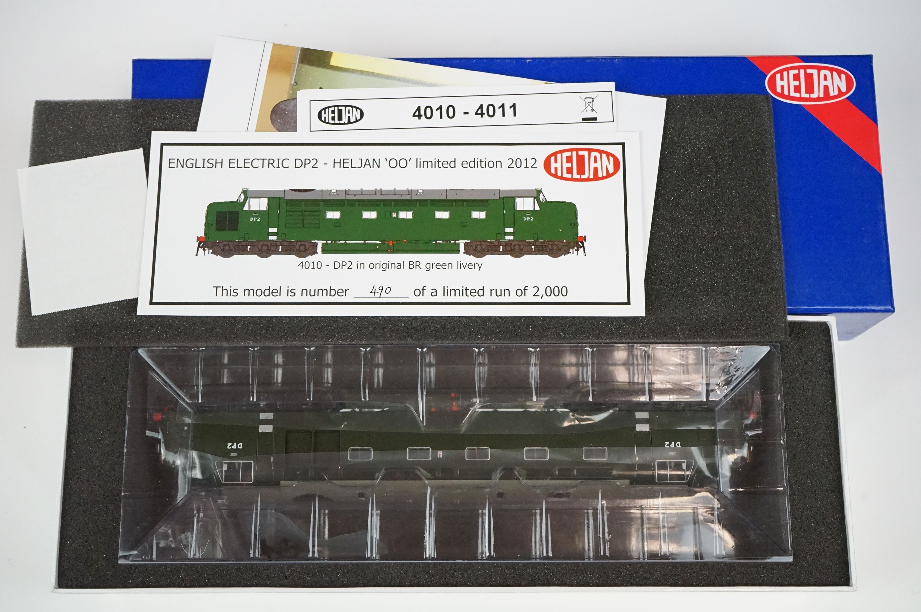 Boxed ltd edn Heljan OO gauge 40101 DP2 prototype locomotive in early BR green - Image 2 of 2