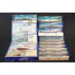 13 Boxed Hornby Minic Ships 1:200 diecast models and sets, to include M902 Ocean Terminal Set,