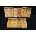 Subbuteo - Eight boxed Rugby teams in a good play worn condition overall, tatty boxes with teams