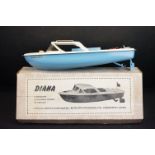 Boxed Sutcliffe Special Ltd edn Diana tinplate Clockwork Cruiser model in blue & white, with key,