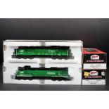 Two boxed Atlas Model Railroad HO gauge Burlington Northern locomotives to include No 8620 C30-7