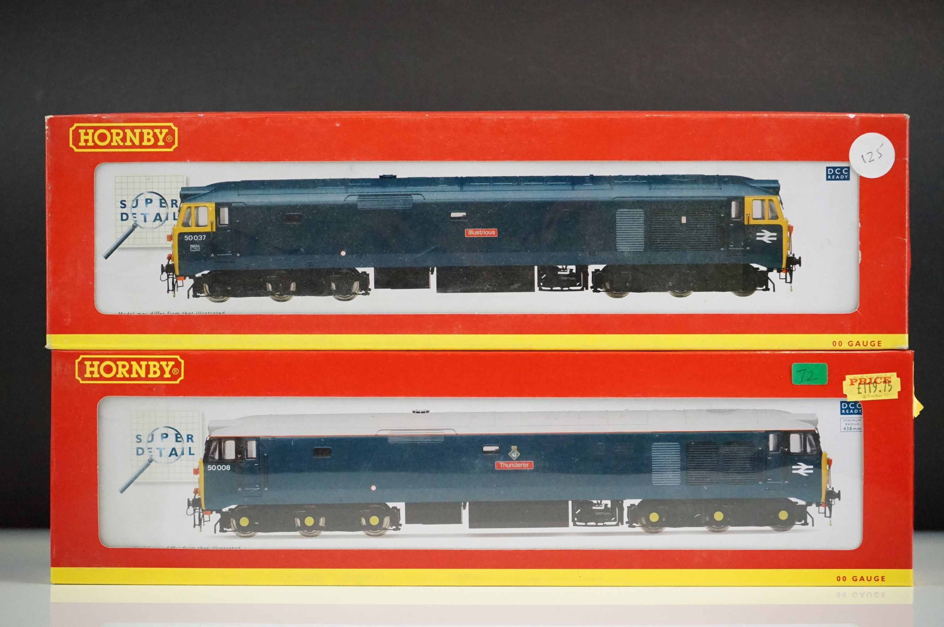 Two boxed Hornby OO gauge DCC Ready locomotives to include R2428 BR Co Co Diesel Electric Class 50